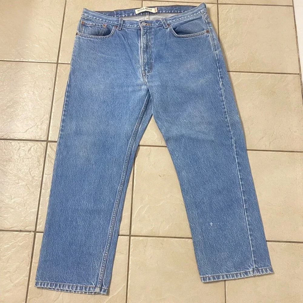 Levi Strauss 505 Regular Fit Jeans Mens W38 L29 Light Wash Denim Casual